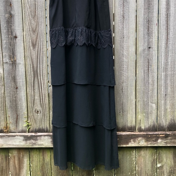 Piano Piano Dolce Carlotta Tiered Maxi Dress Size 12 Black Deadstock Sleeveless - Picture 8 of 15